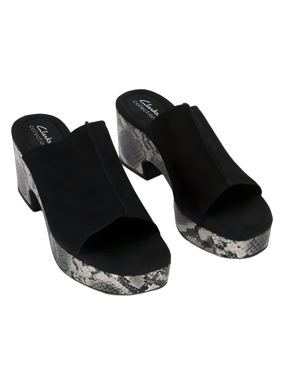 Clarks Nerisa Vine Black Interest Platform Slide Sandals Size 9.5M